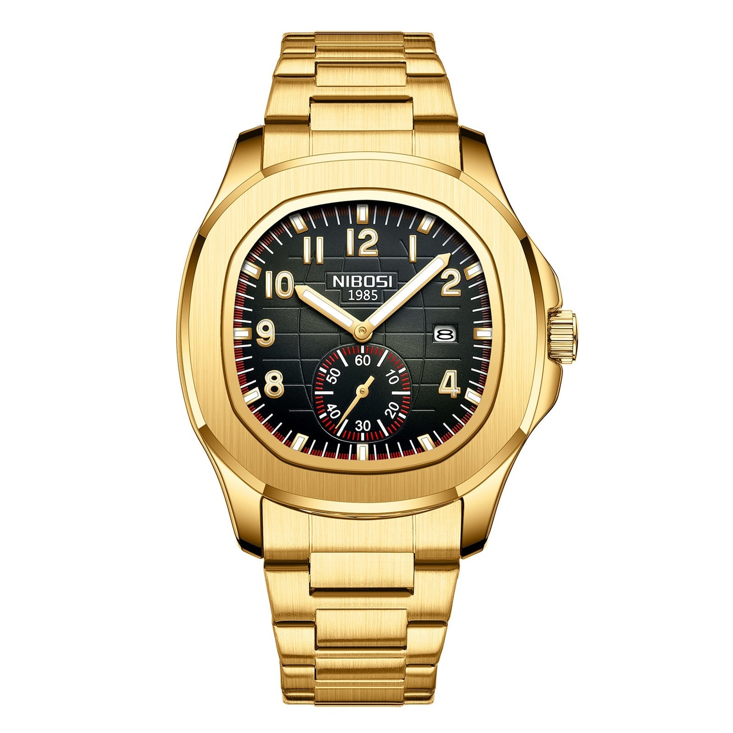 NIBOSI 2653 Luxury Men’s Quartz Watch – Luminous Calendar Dial, 30M Water Resistant, Premium Stainless Steel & Silicone Strap Options
